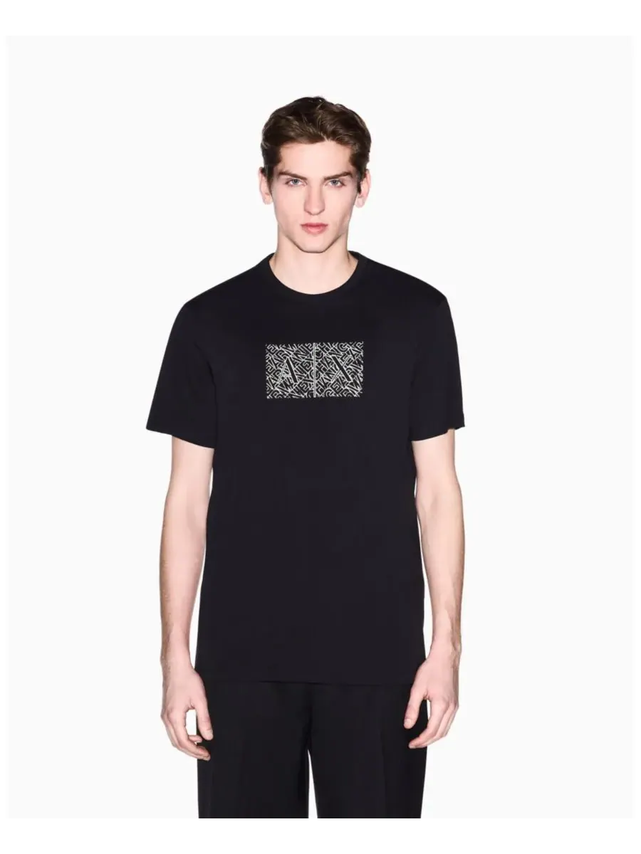 Мужская футболка с коротким рукавом и принтом в виде квадратного логотипа A|X Armani Exchange