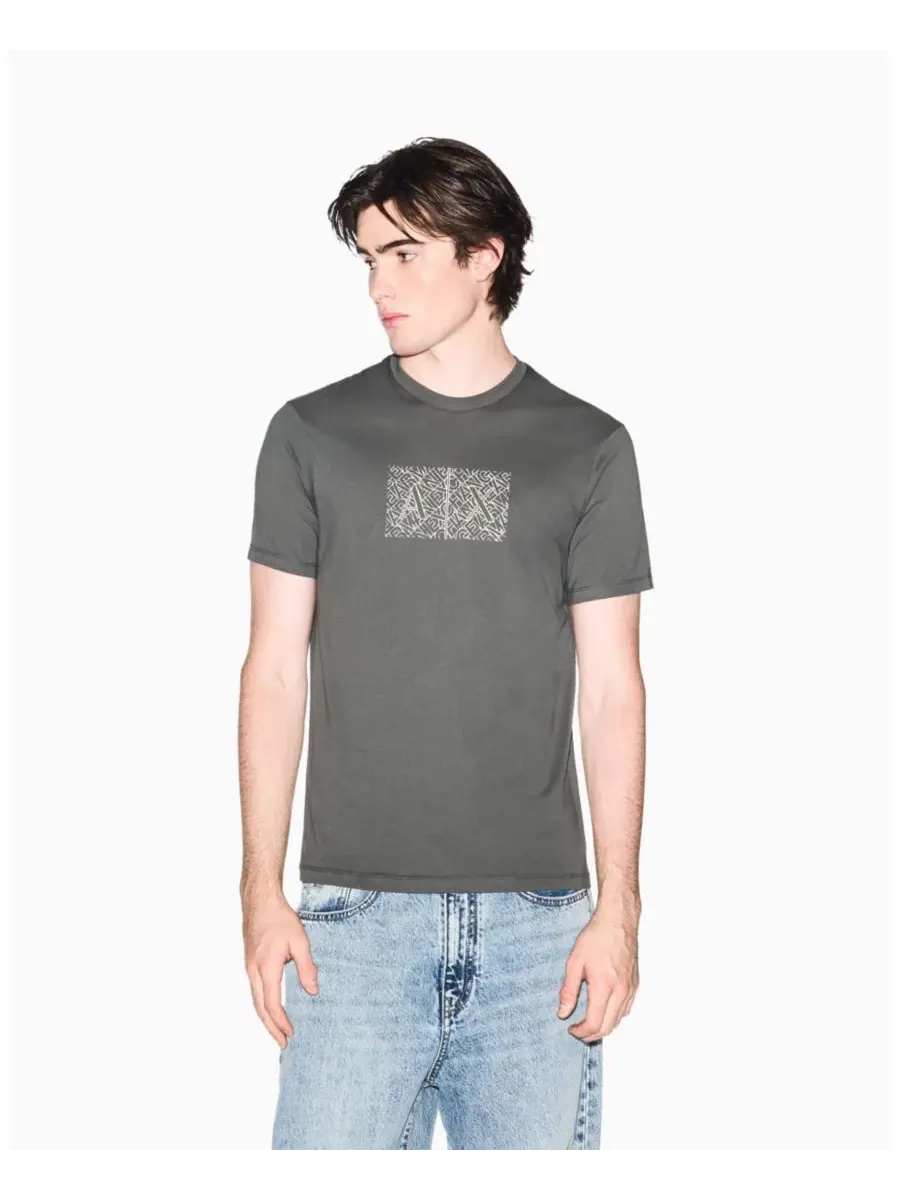 Мужская футболка с коротким рукавом и принтом в виде квадратного логотипа A|X Armani Exchange