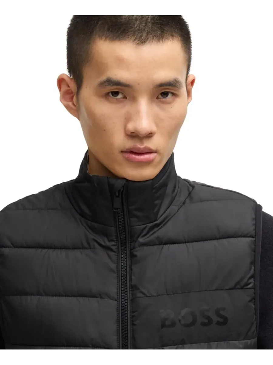 Мужской водоотталкивающий жилет с логотипом в тон ткани Hugo Boss — изображение 4 из 6, черный