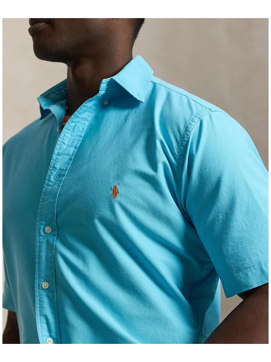 Мужская рубашка Оксфорд больших размеров Polo Ralph Lauren — изображение 2 из 5, бирюзовый
