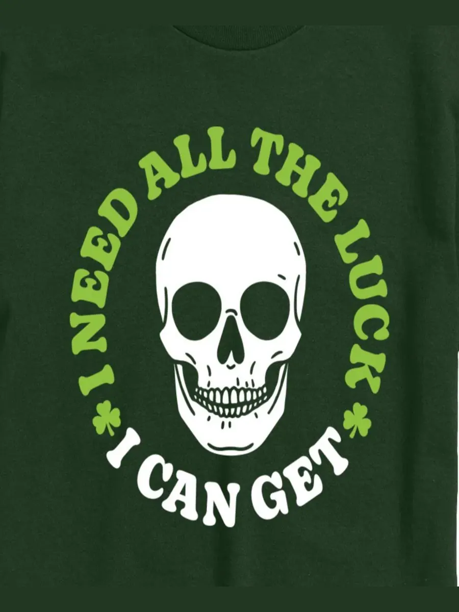 Мужская футболка с коротким рукавом и графическим принтом "Need All The Luck Can Get" (Нужна вся — изображение 3 из 3