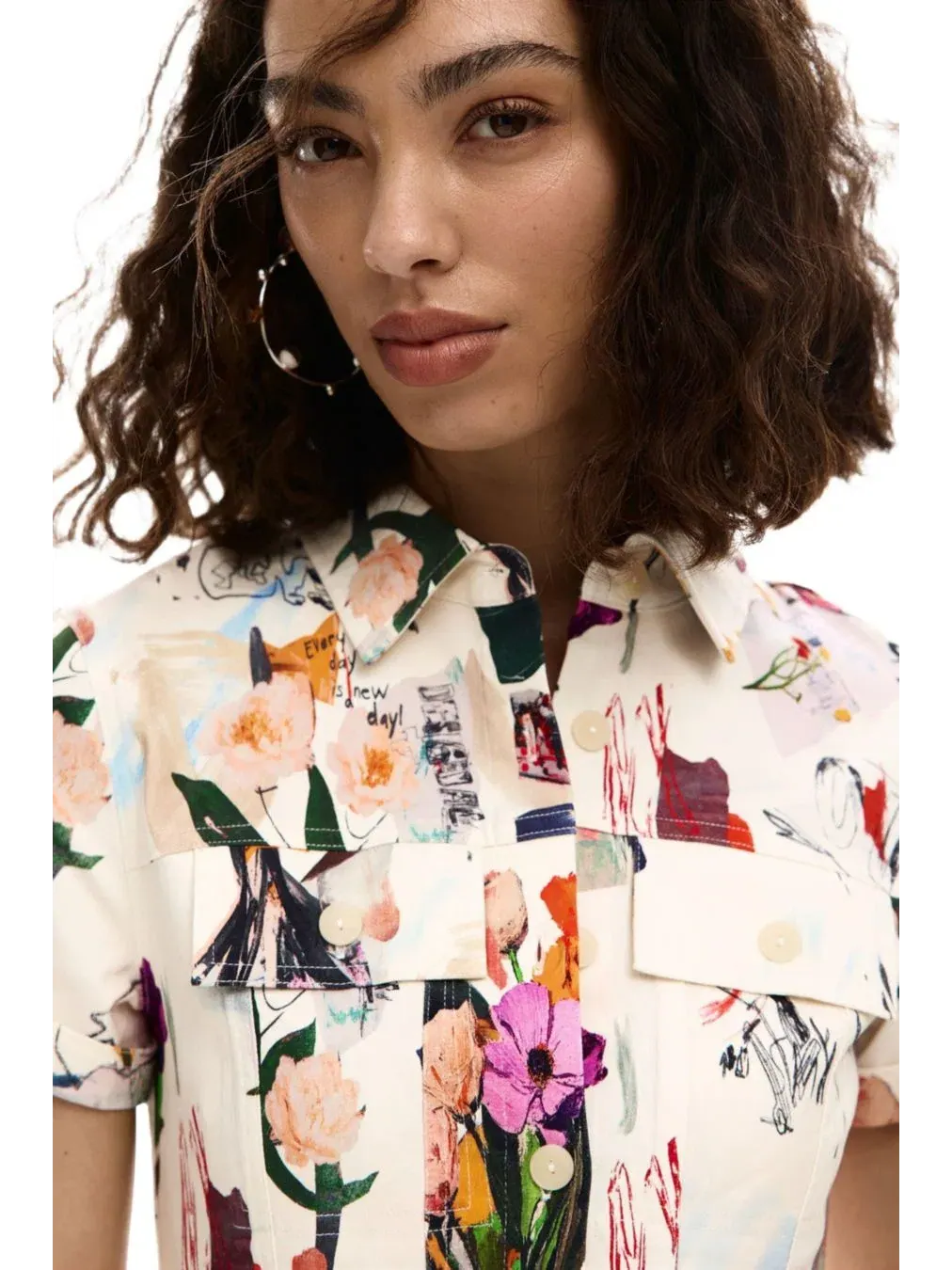 Женское короткое платье-коллаж Desigual — изображение 3 из 6, бежевый