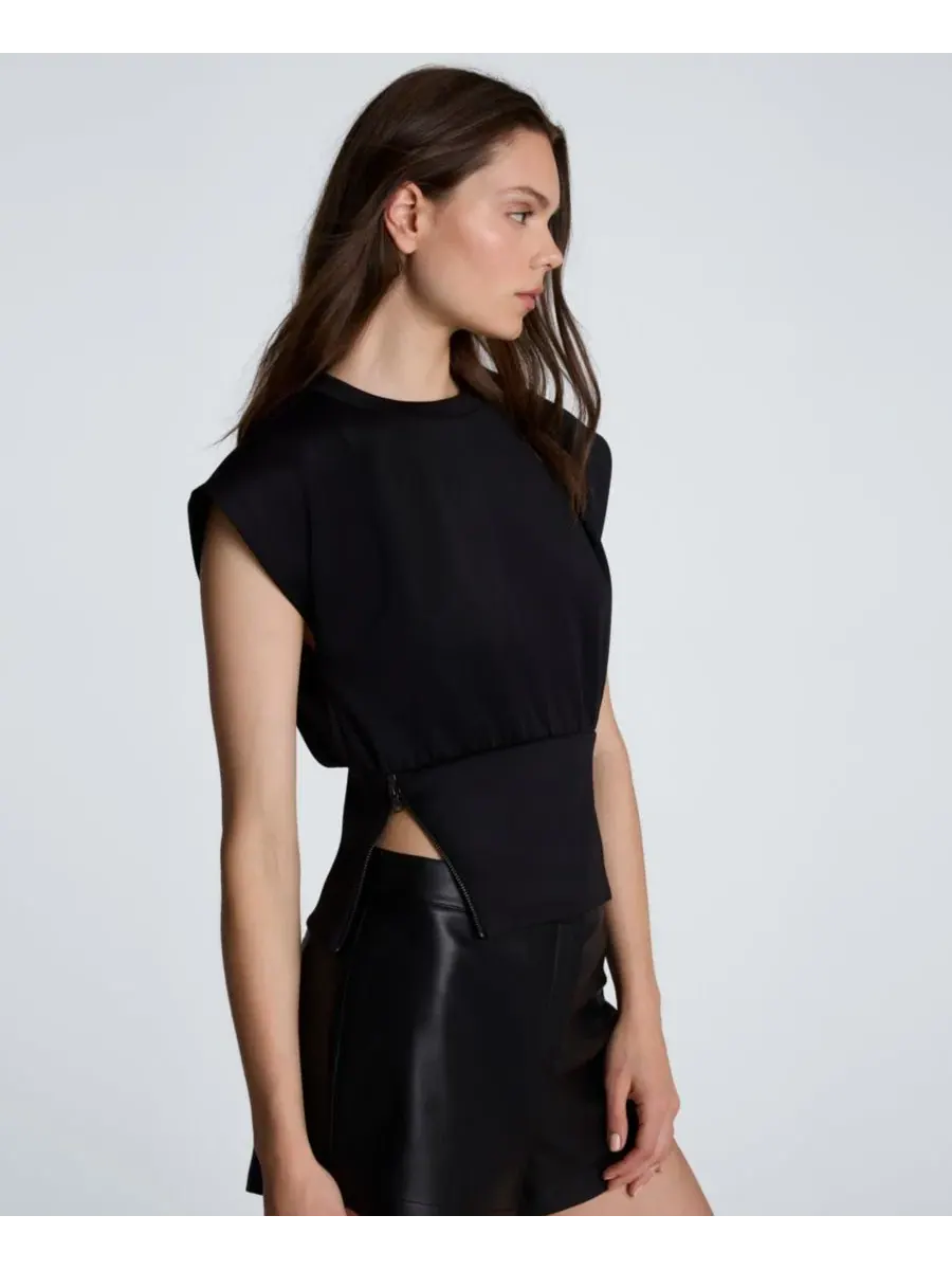 Свитер с боковыми разрезами, модель Zip Sides Crewneck Scuba Top Kenneth Cole — изображение 6 из 6, черный