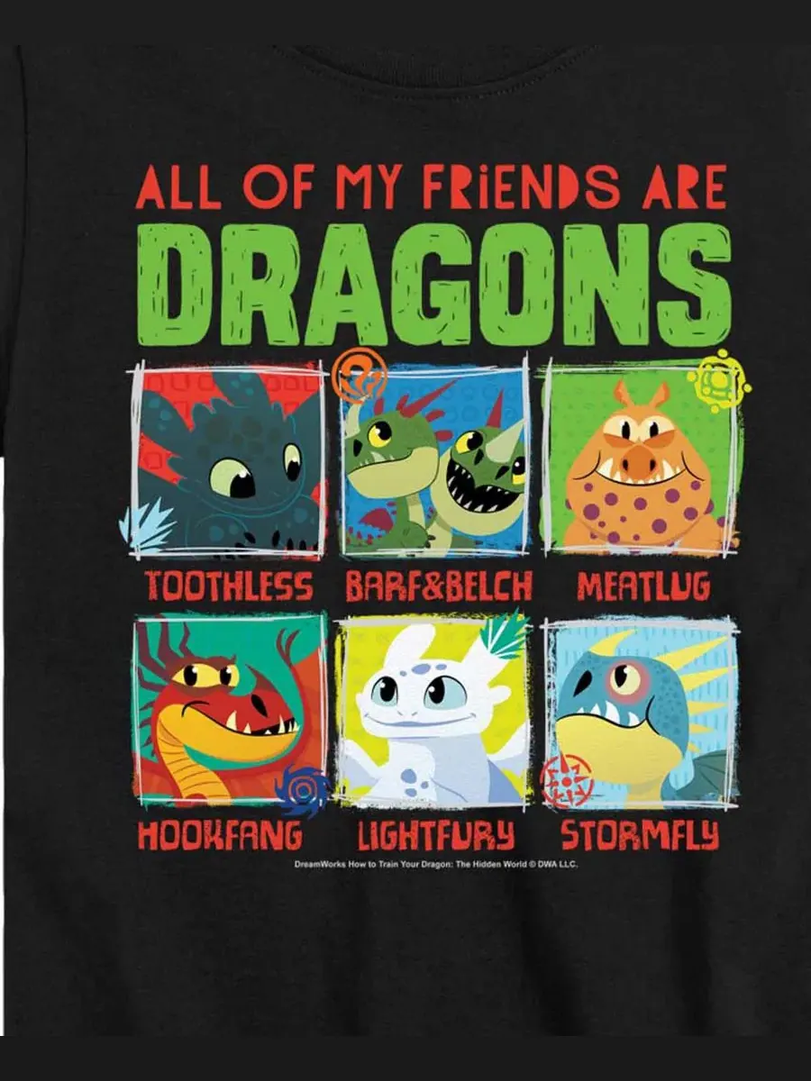 Детская футболка с коротким рукавом для мальчиков 2T-5T How To Train Your Dragon — изображение 3 из 3, черный