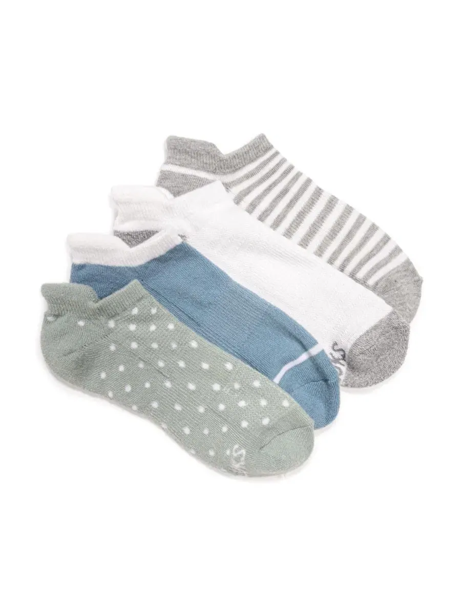 Женские спортивные низкие носки Dream Step, 4 пары в упаковке Muk Luks — изображение 1 из 3, зеленый