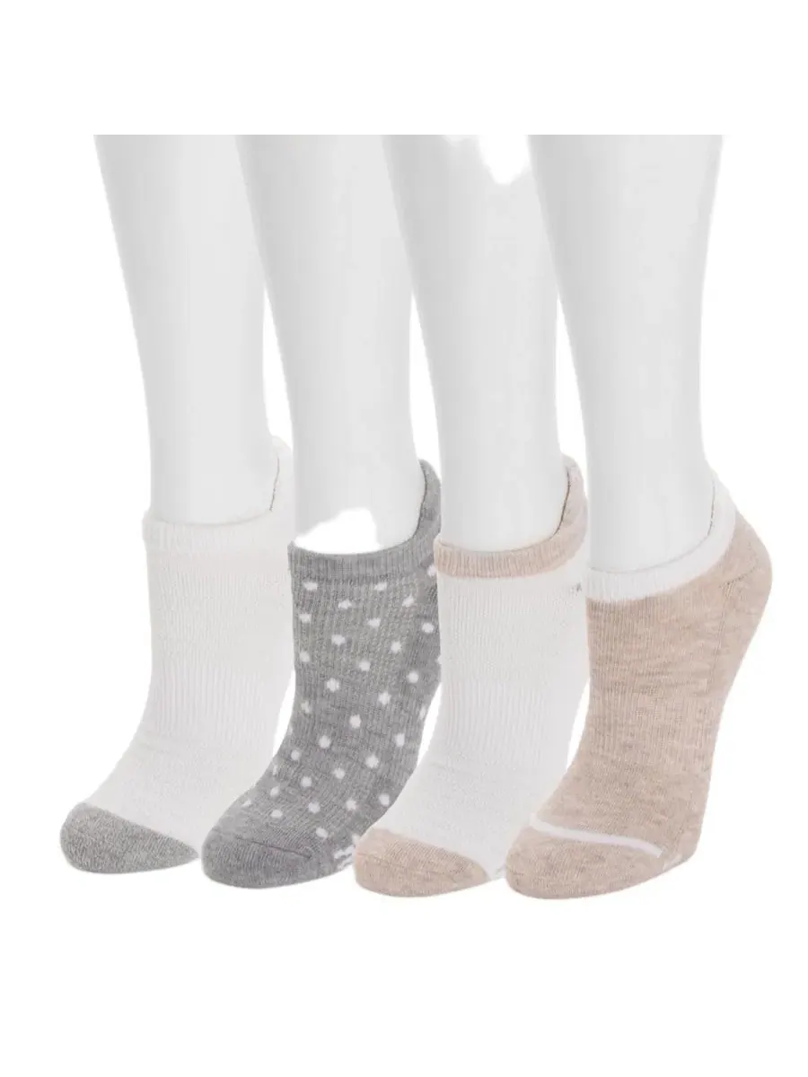 Женские спортивные низкие носки Dream Step, 4 пары в упаковке Muk Luks, нейтральный — изображение 2 из 3, серый