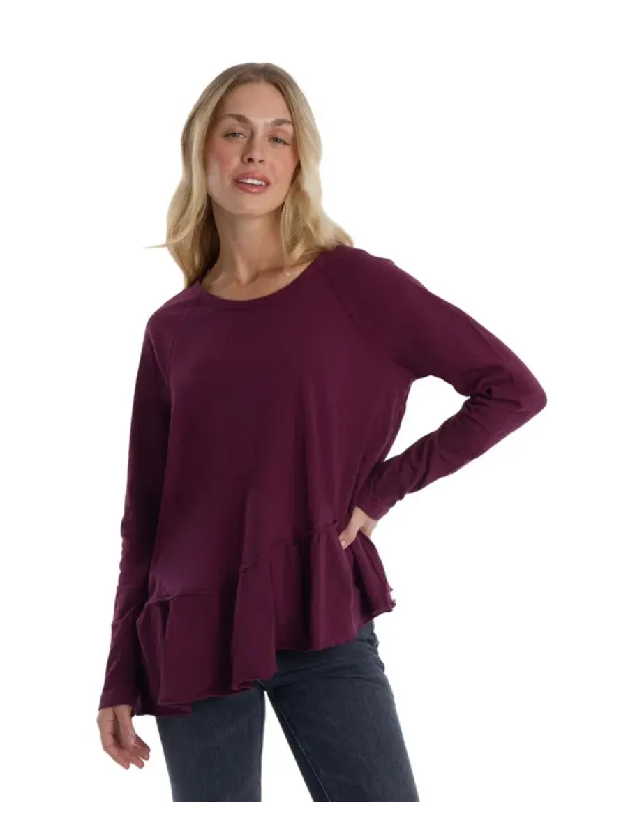 Футболка с длинными рукавами реглан и асимметричной баской Wilt Clothing — изображение 3 из 5, фиолетовый