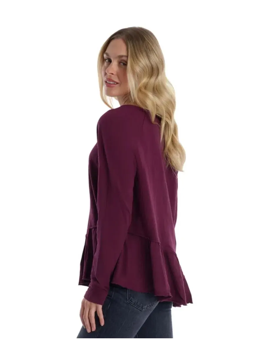 Футболка с длинными рукавами реглан и асимметричной баской Wilt Clothing — изображение 4 из 5, фиолетовый