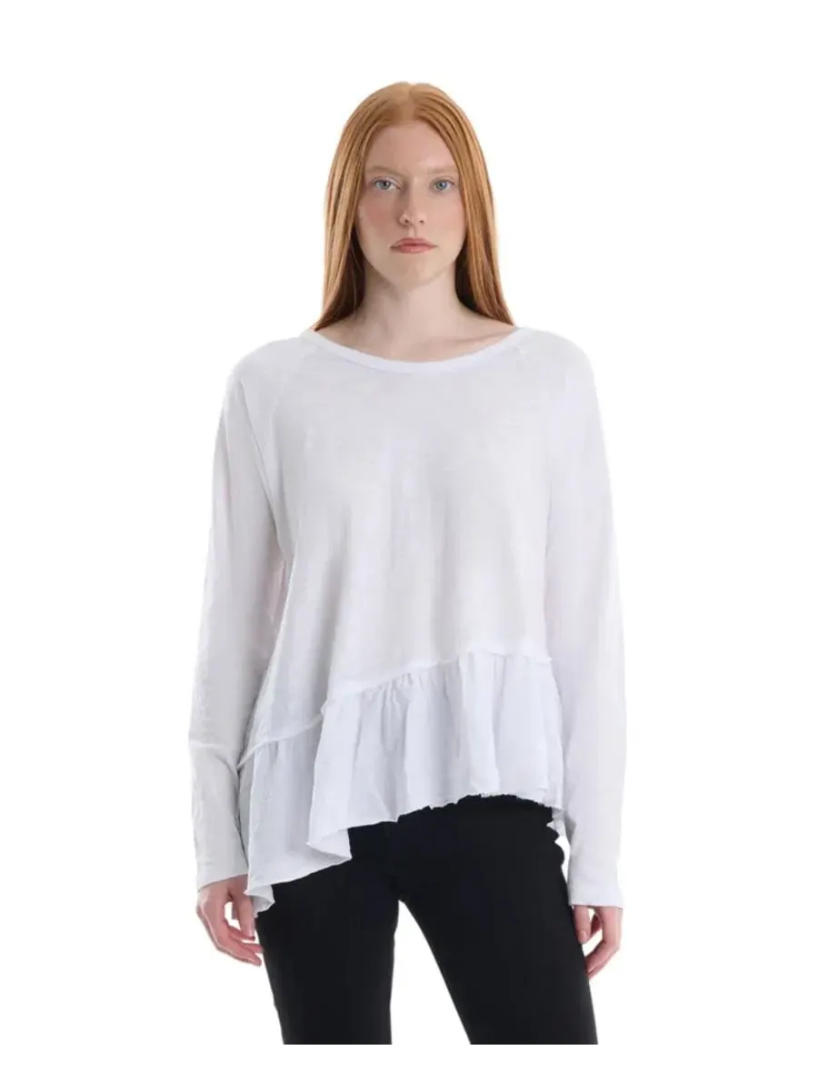 Футболка с длинными рукавами реглан и асимметричной баской Wilt Clothing — белый