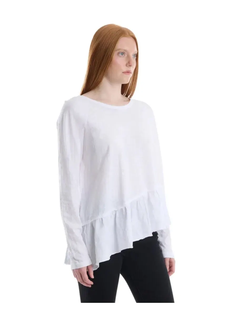 Футболка с длинными рукавами реглан и асимметричной баской Wilt Clothing — изображение 3 из 6, белый