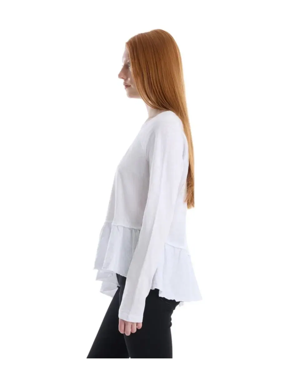 Футболка с длинными рукавами реглан и асимметричной баской Wilt Clothing — изображение 4 из 6, белый