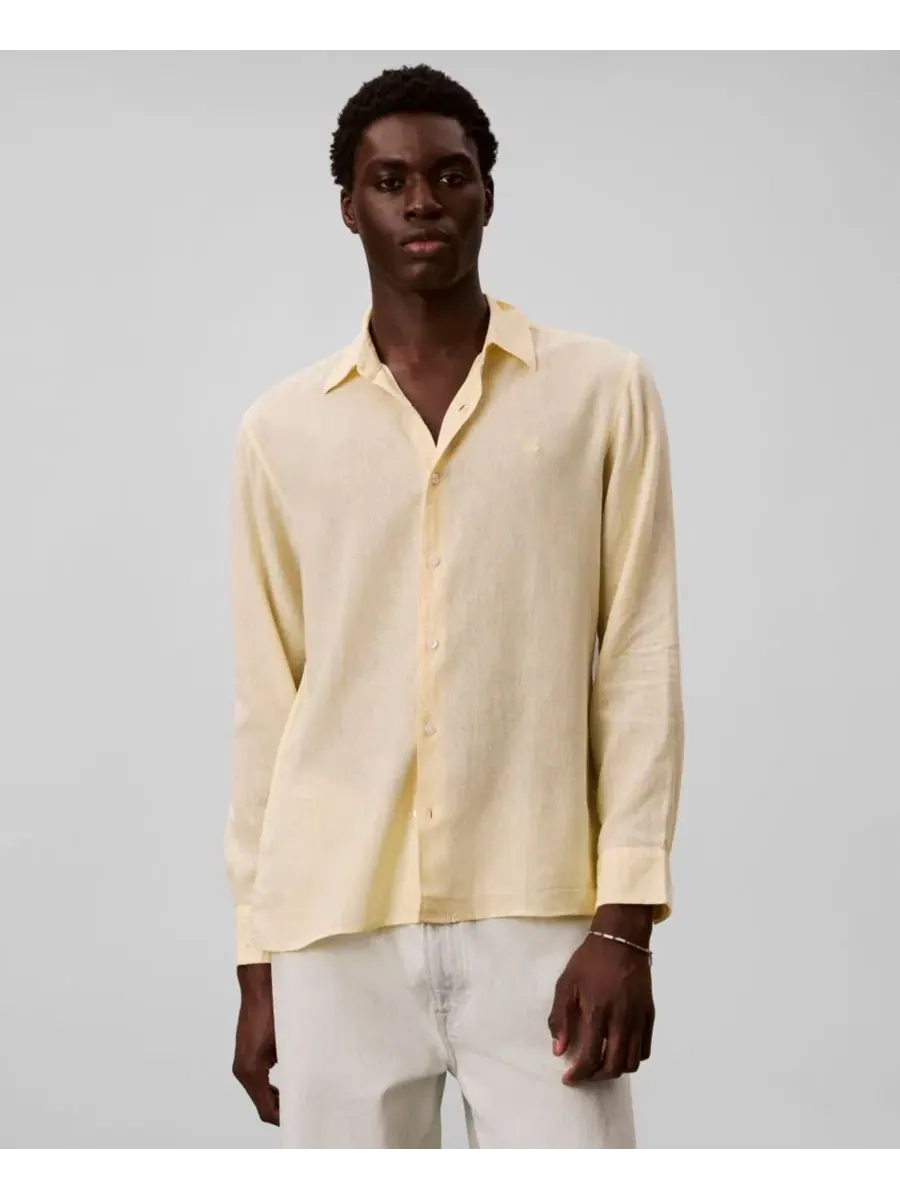 Мужская однотонная рубашка из льняной смеси Calvin Klein