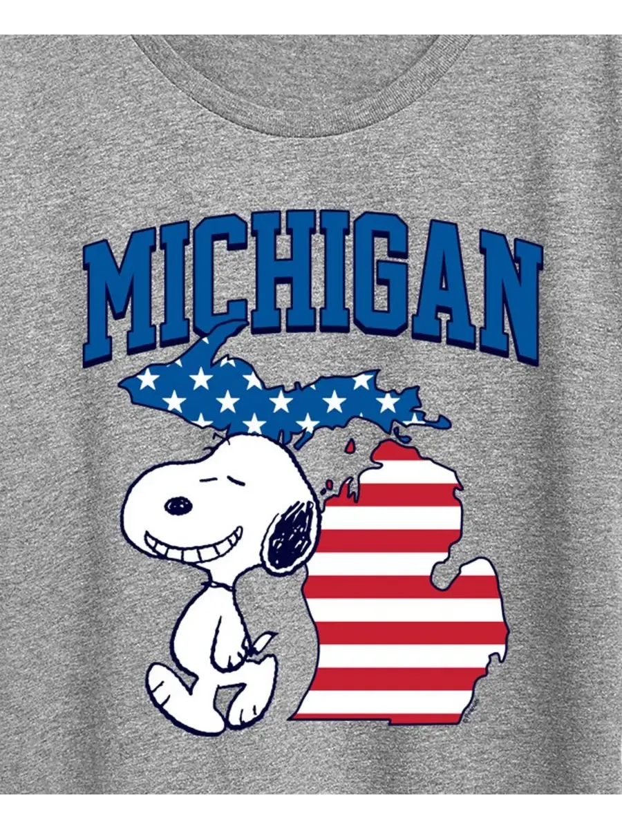Футболка с круглым вырезом и графическим принтом «Peanuts Snoopy Michigan» для полных женщин Hybrid — изображение 2 из 3