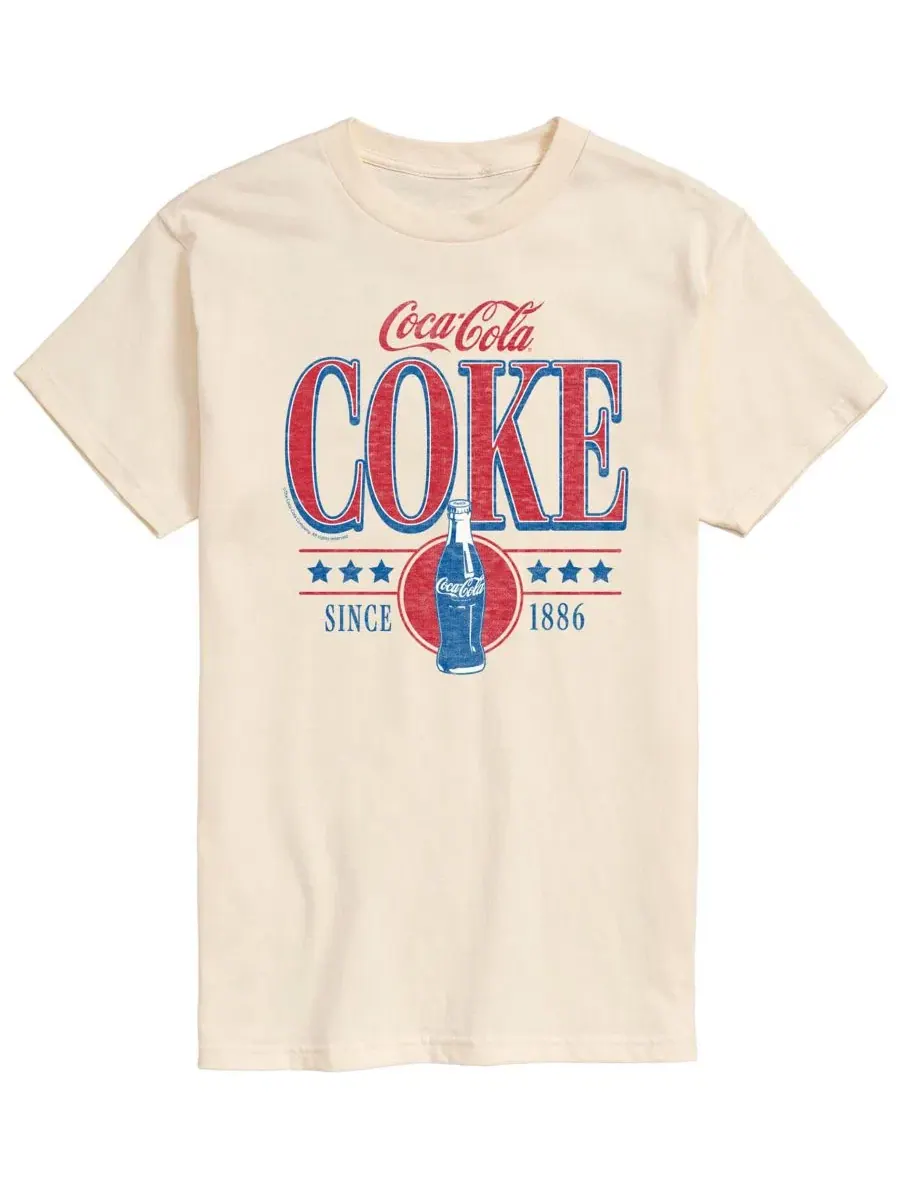 Мужская футболка с коротким рукавом и графическим принтом в стиле Coca-Cola 90-х годов Airwaves — изображение 1 из 3, бежевый