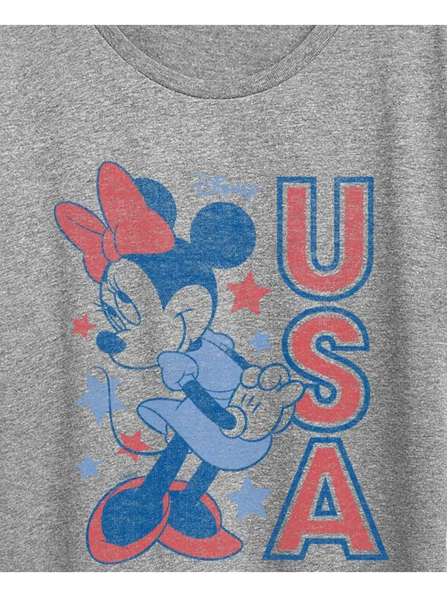 Футболка с коротким рукавом и графическим принтом Disney Minnie Mouse USA больших размеров Hybrid — изображение 2 из 3, серый