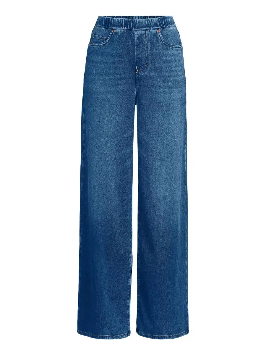 Женские джинсы Starfish Denim с высокой посадкой и широкими штанинами Lands' End — изображение 3 из 4, индиго синий