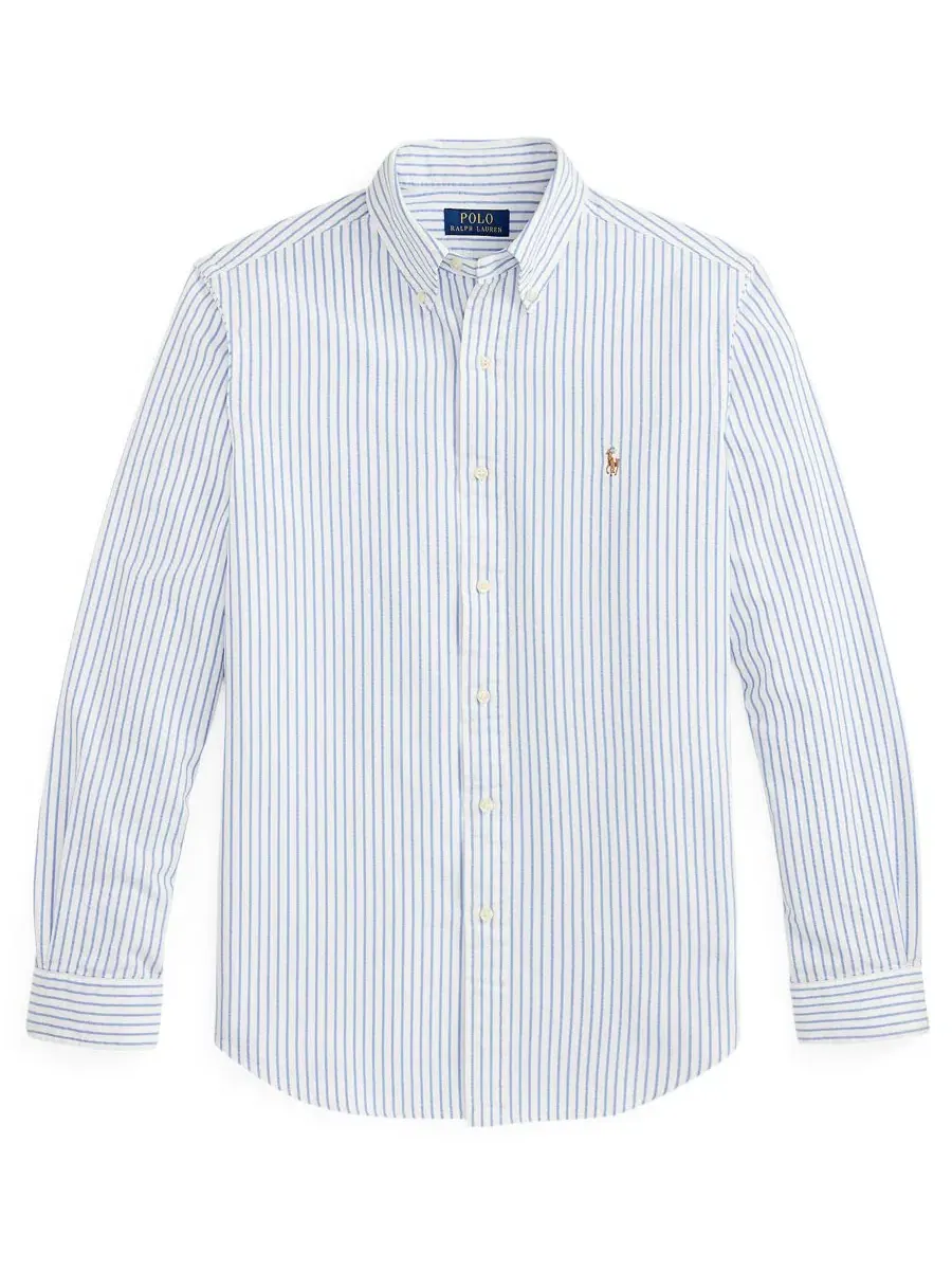 Мужская рубашка The Iconic Mesh Polo Ralph Lauren — изображение 5 из 5, белый синий