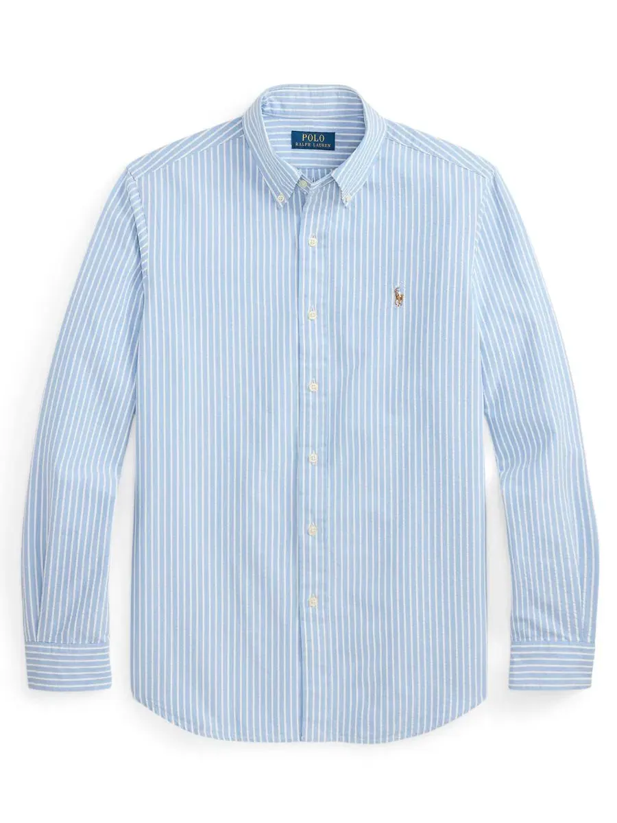 Мужская рубашка The Iconic Mesh Polo Ralph Lauren — изображение 4 из 4, синий белый