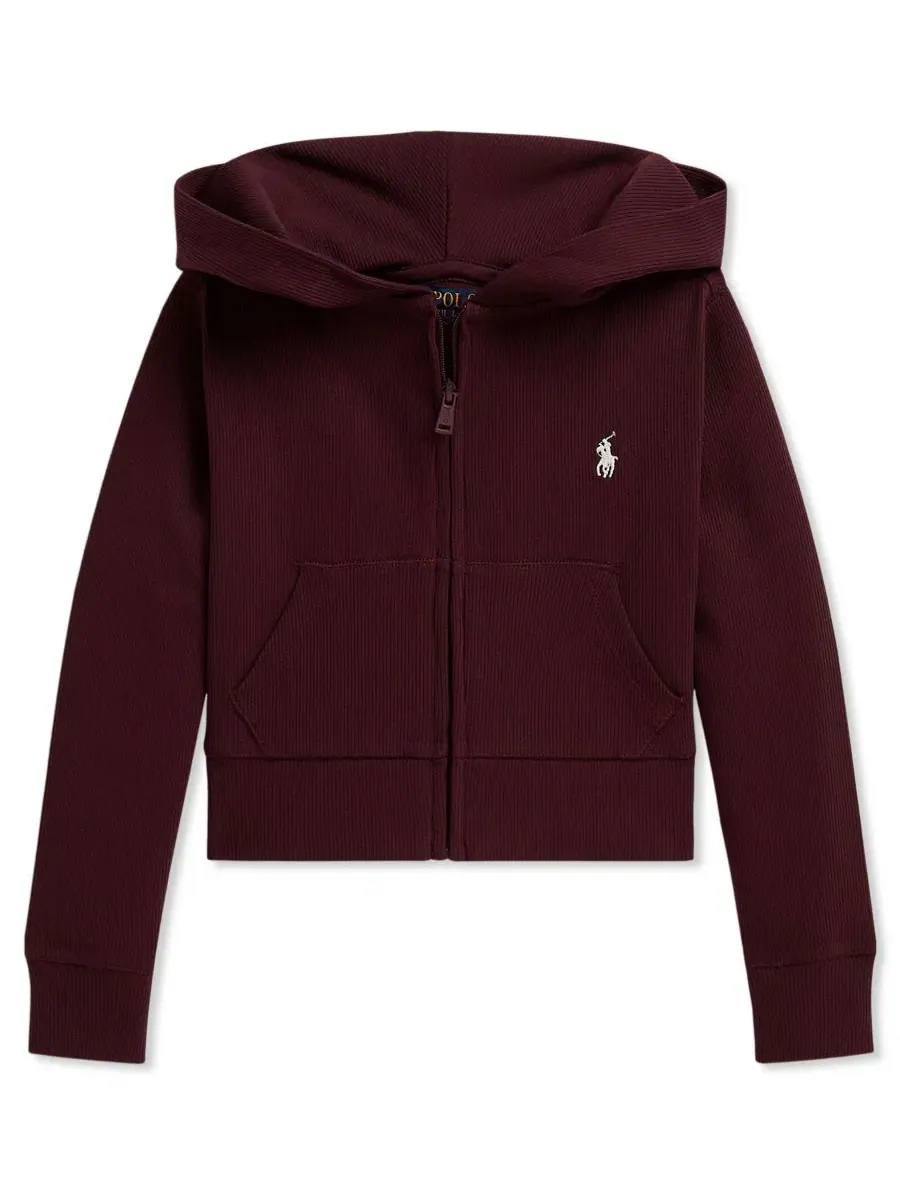 Худи-олимпийка с полной молнией Ribbed Boxy Polo Ralph Lauren, Rich Ruby