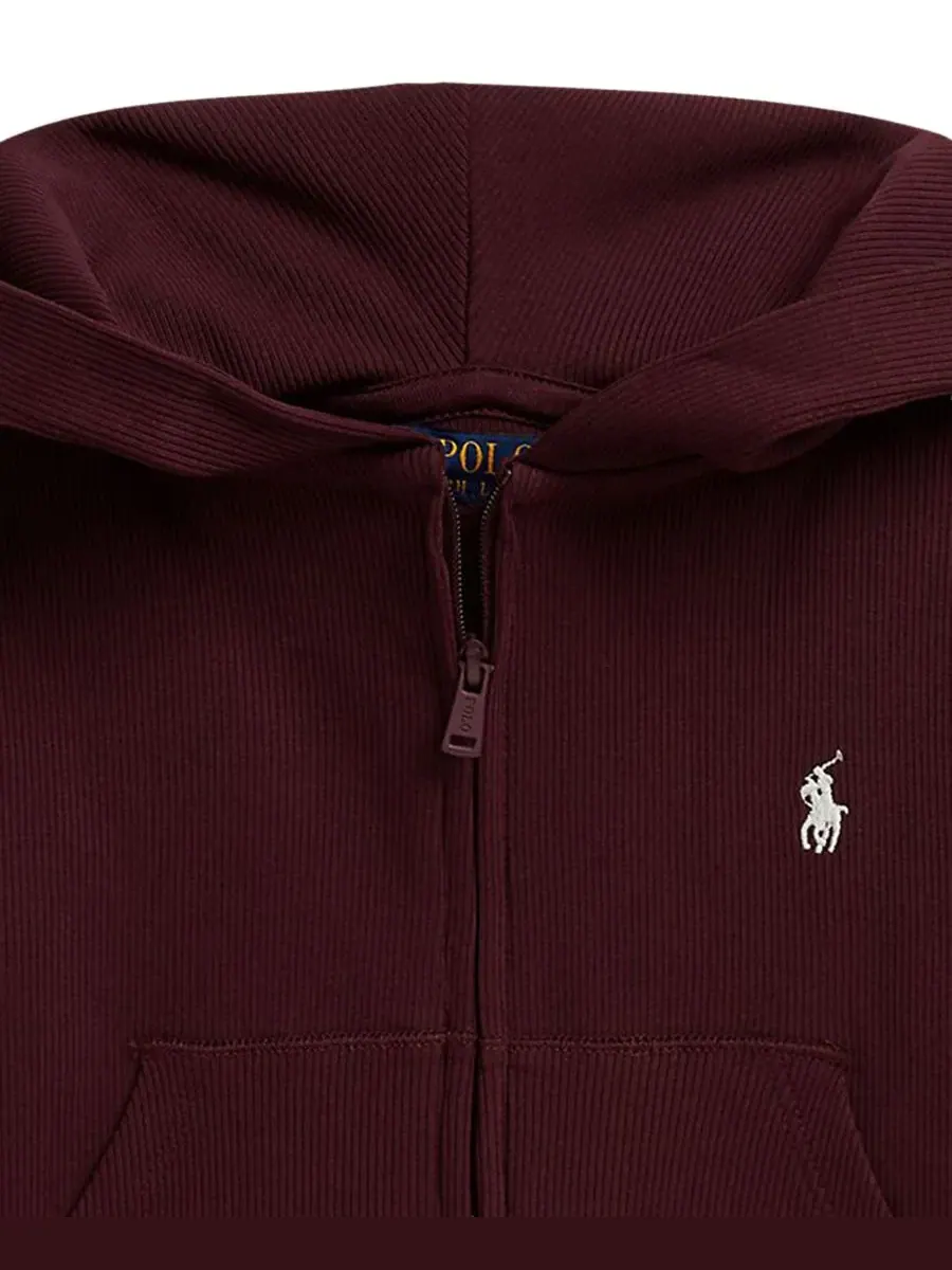 Худи-олимпийка с полной молнией Ribbed Boxy Polo Ralph Lauren, Rich Ruby — изображение 3 из 3