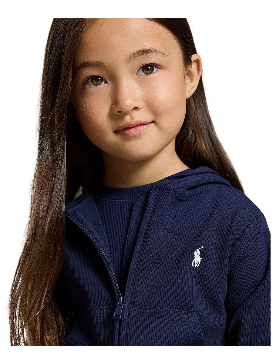 Детский худи с капюшоном на молнии, боксовый крой Polo Ralph Lauren — изображение 3 из 5, темно-синий
