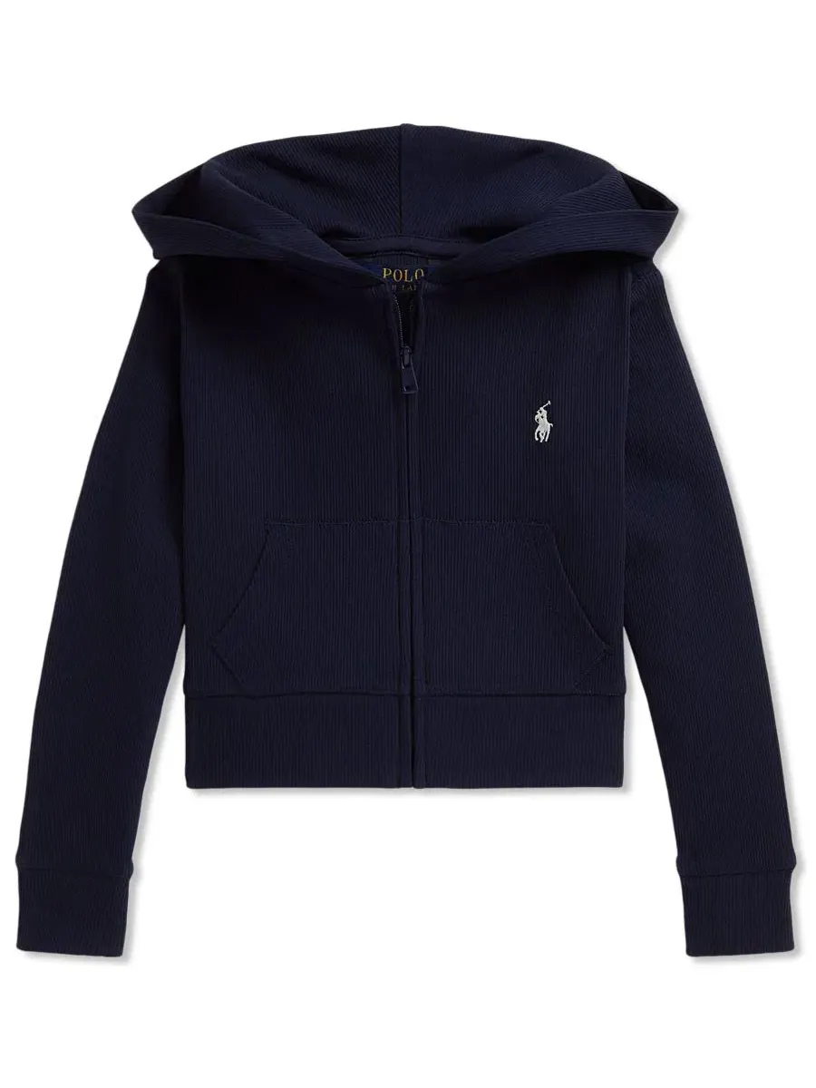 Детский худи с капюшоном на молнии, боксовый крой Polo Ralph Lauren — изображение 4 из 5, темно-синий