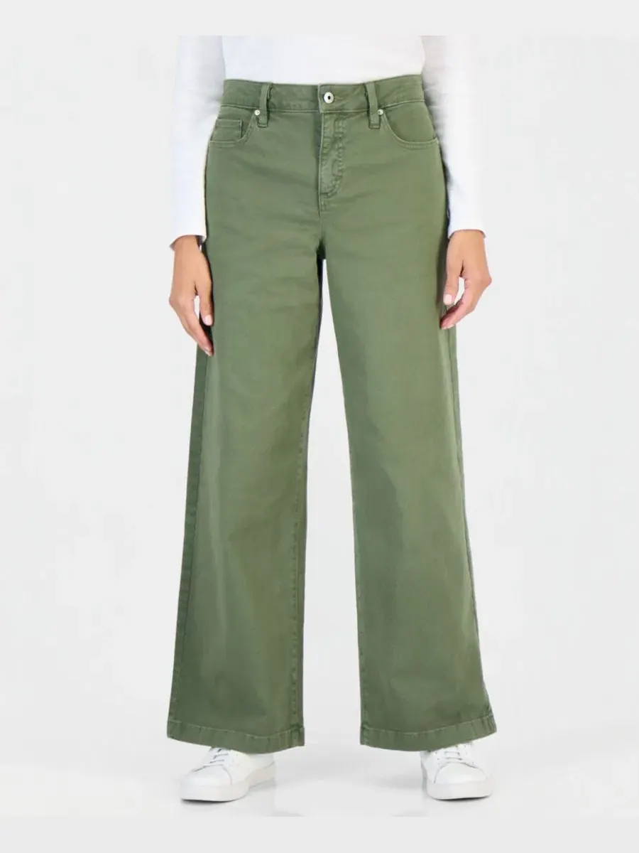 Брюки широкие с высокой посадкой, модель Wide-Leg Style & Co — изображение 3 из 3, зеленый