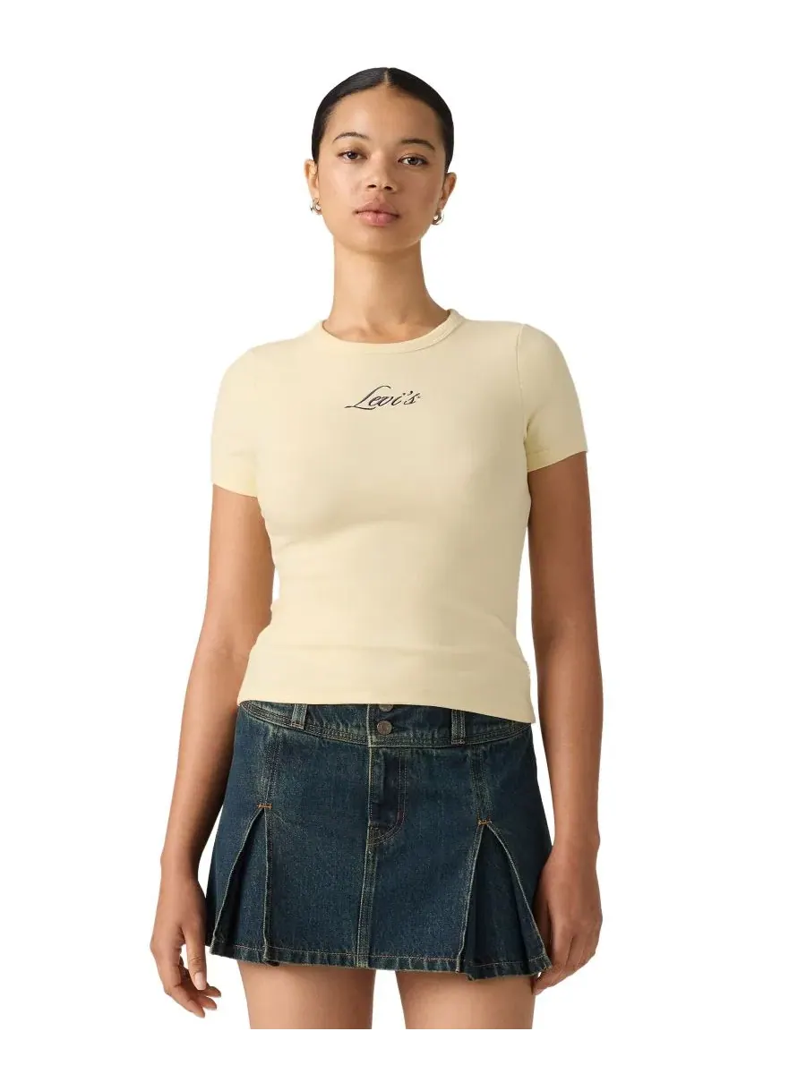 Женская футболка с коротким рукавом из рибаны с вышитым логотипом Hayes Levi's, Seasonal Script T3 — изображение 2 из 5