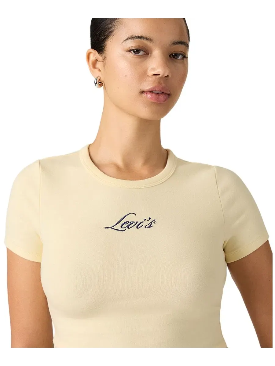 Женская футболка с коротким рукавом из рибаны с вышитым логотипом Hayes Levi's, Seasonal Script T3 — изображение 3 из 5