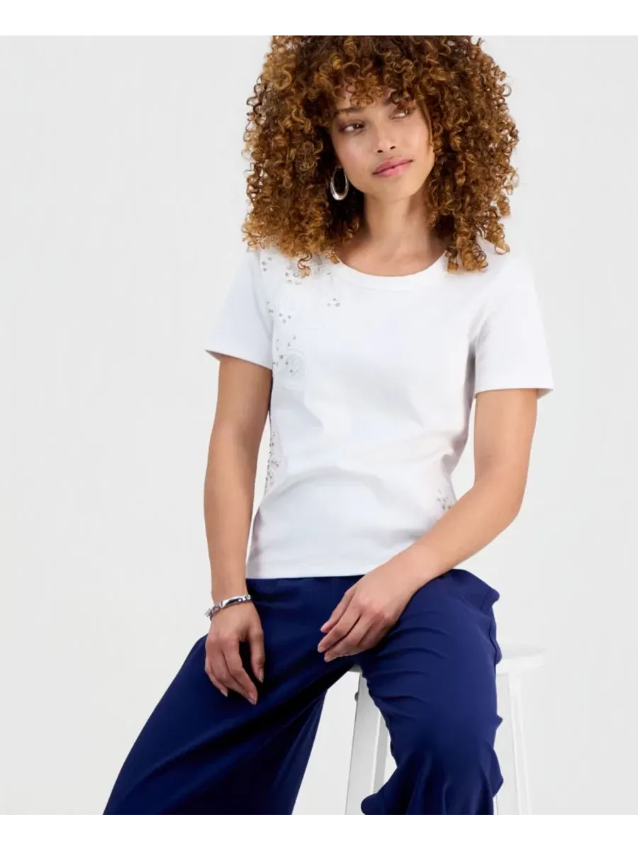 Брюки женские с защипами и широкими штанинами, модель Petite Pleated Pull-On Wide-Leg Pants I.N.C — изображение 9 из 9