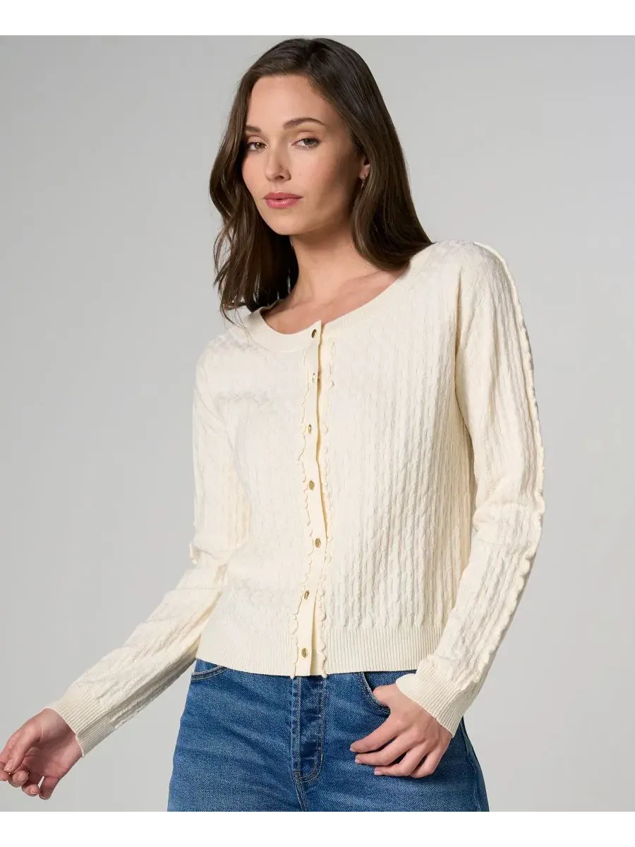 Кардиган с отделкой рюшами и пуговицами Petite Button-Front Ruffle Trim Liverpool Los Angeles