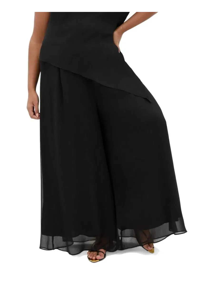 Брюки широкие с высокой посадкой Skyla Plus Size City Chic — изображение 1 из 5, черный