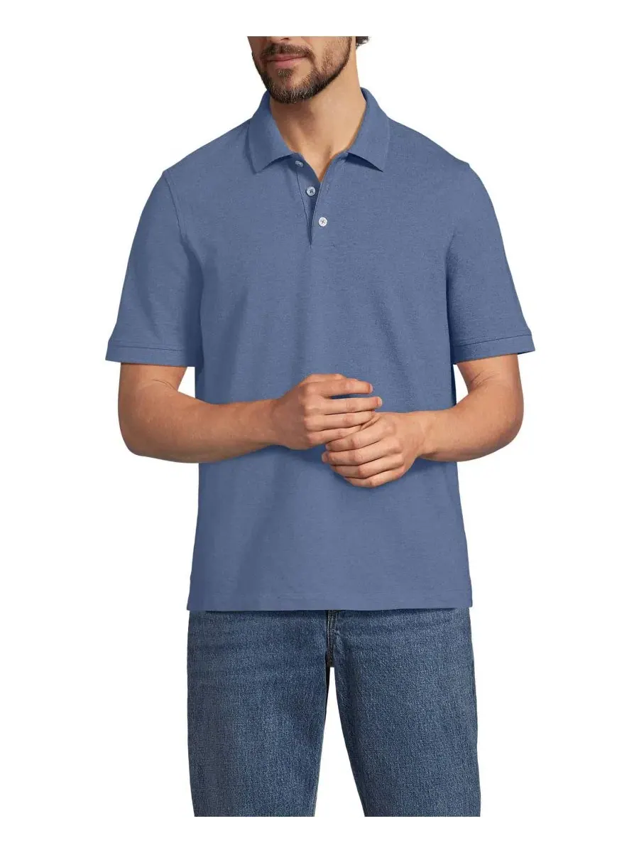 Мужское поло с коротким рукавом Performance Mesh Pique Polo Lands' End — изображение 1 из 3, индиго