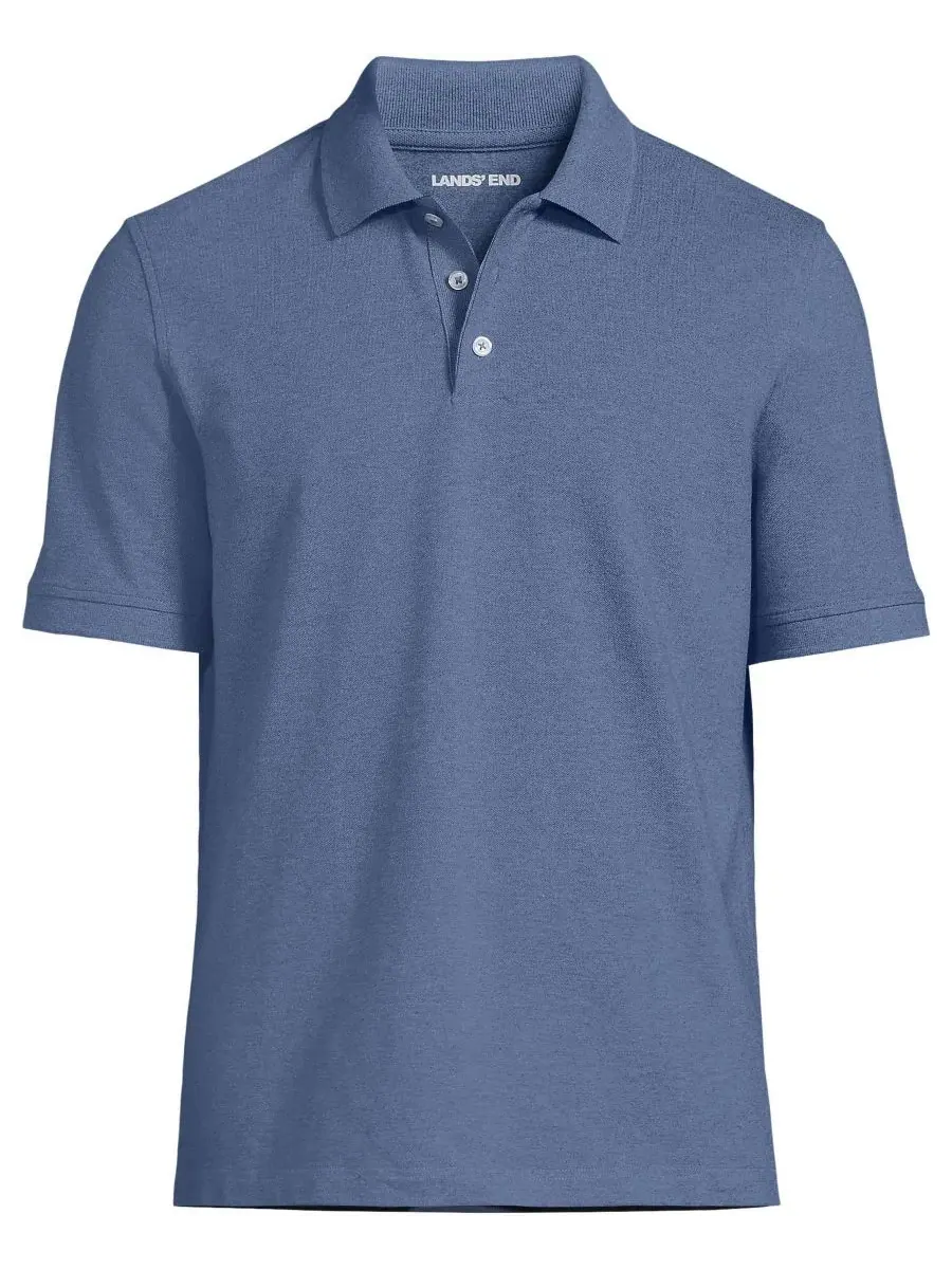 Мужское поло с коротким рукавом Performance Mesh Pique Polo Lands' End — изображение 3 из 3, индиго