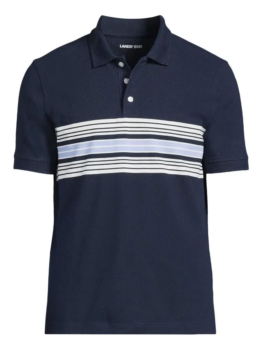 Мужское поло с коротким рукавом из сетчатого пике Performance Mesh Pique Polo Lands' End — изображение 1 из 3
