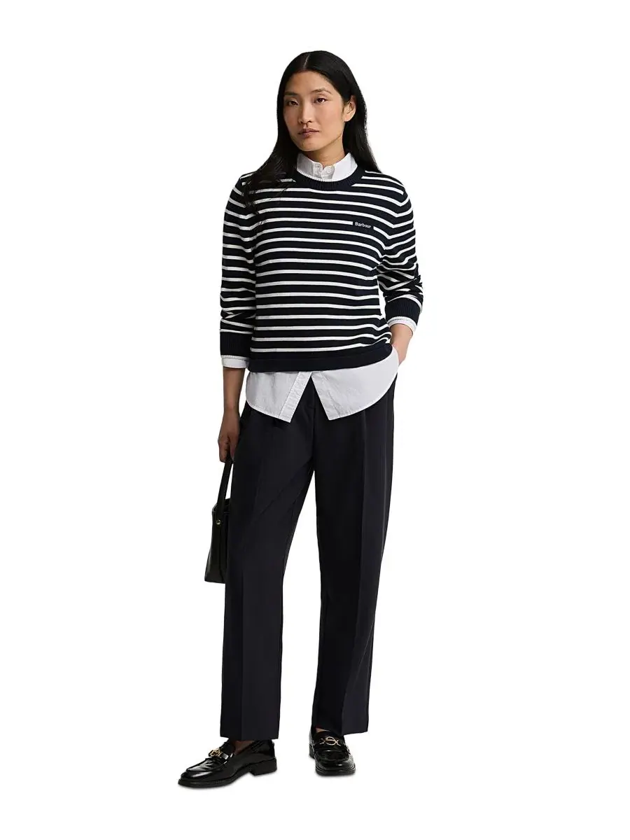 Свитер женский с длинным рукавом Emmy Knit Striped Crewneck Long-Sleeve Sweater Barbour — изображение 2 из 6, темно-синий