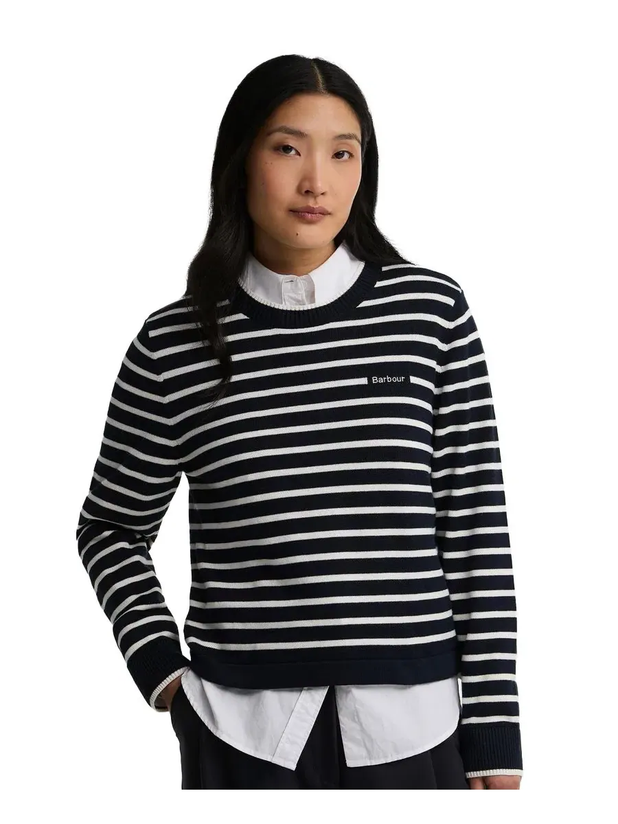 Свитер женский с длинным рукавом Emmy Knit Striped Crewneck Long-Sleeve Sweater Barbour — изображение 3 из 6, темно-синий