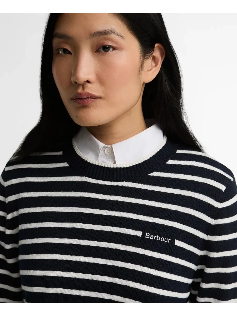 Свитер женский с длинным рукавом Emmy Knit Striped Crewneck Long-Sleeve Sweater Barbour — изображение 4 из 6, темно-синий