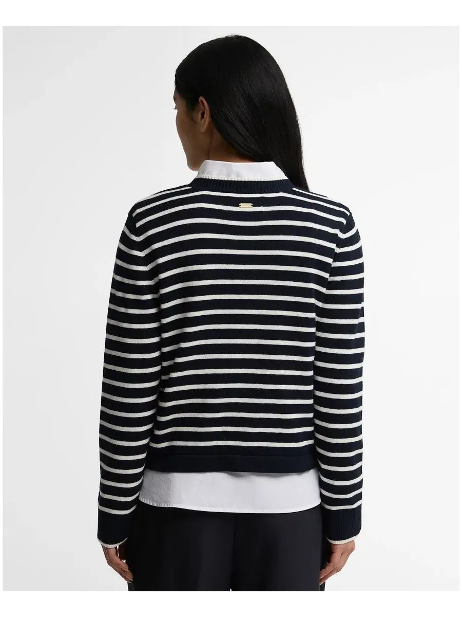 Свитер женский с длинным рукавом Emmy Knit Striped Crewneck Long-Sleeve Sweater Barbour — изображение 5 из 6, темно-синий