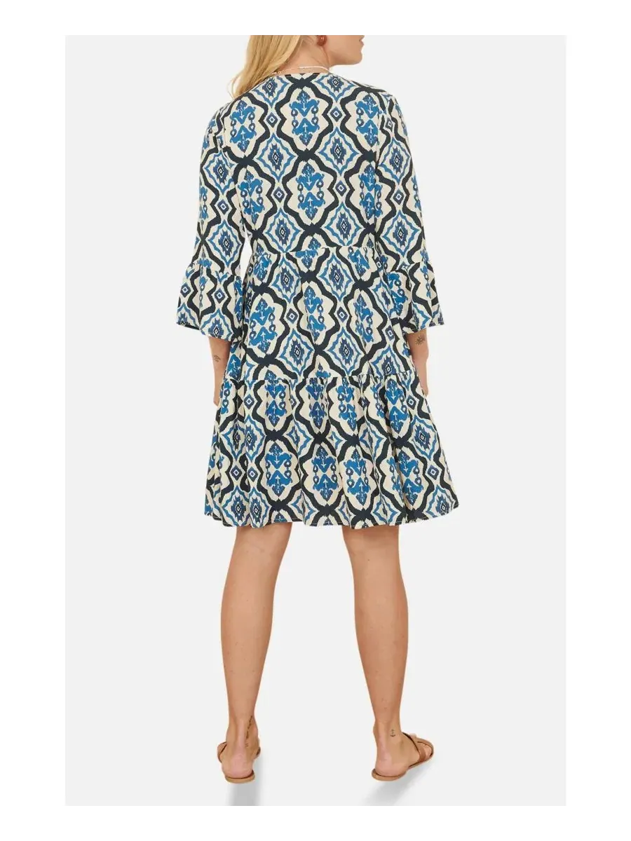 Туника с принтом и рукавом 3/4, модель Ikat Print Yumi — изображение 8 из 8, синий