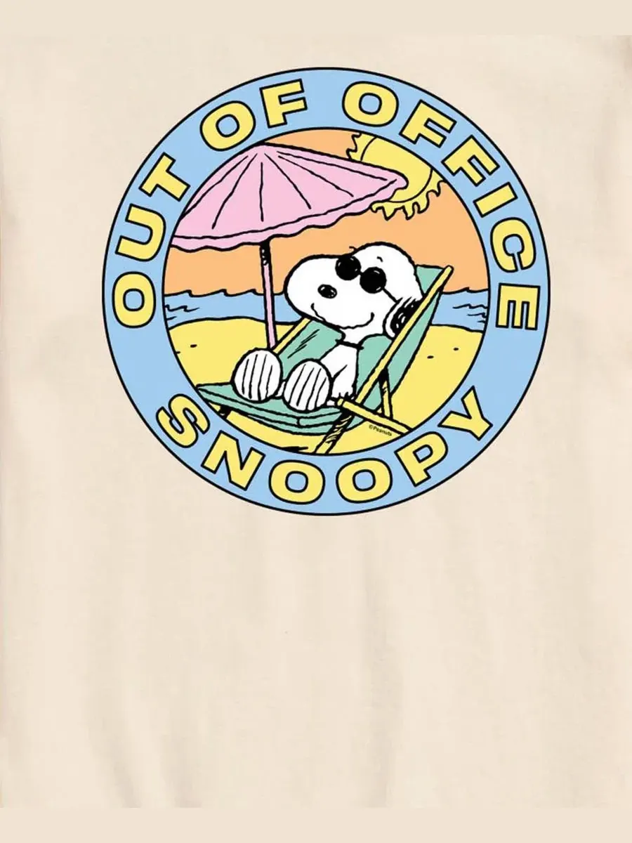 Футболка с принтом Snoopy Out Of Office AIRWAVES — изображение 3 из 3, бежевый