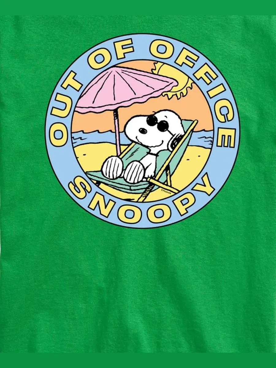 Футболка с принтом Peanuts Out Of Office Snoopy AIRWAVES — изображение 3 из 3, зеленый