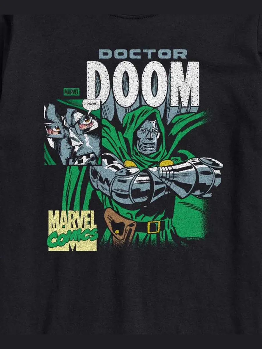 Футболка с коротким рукавом и принтом Fantastic Four Marvel Comics Dr. Doom AIRWAVES — изображение 3 из 3, черный