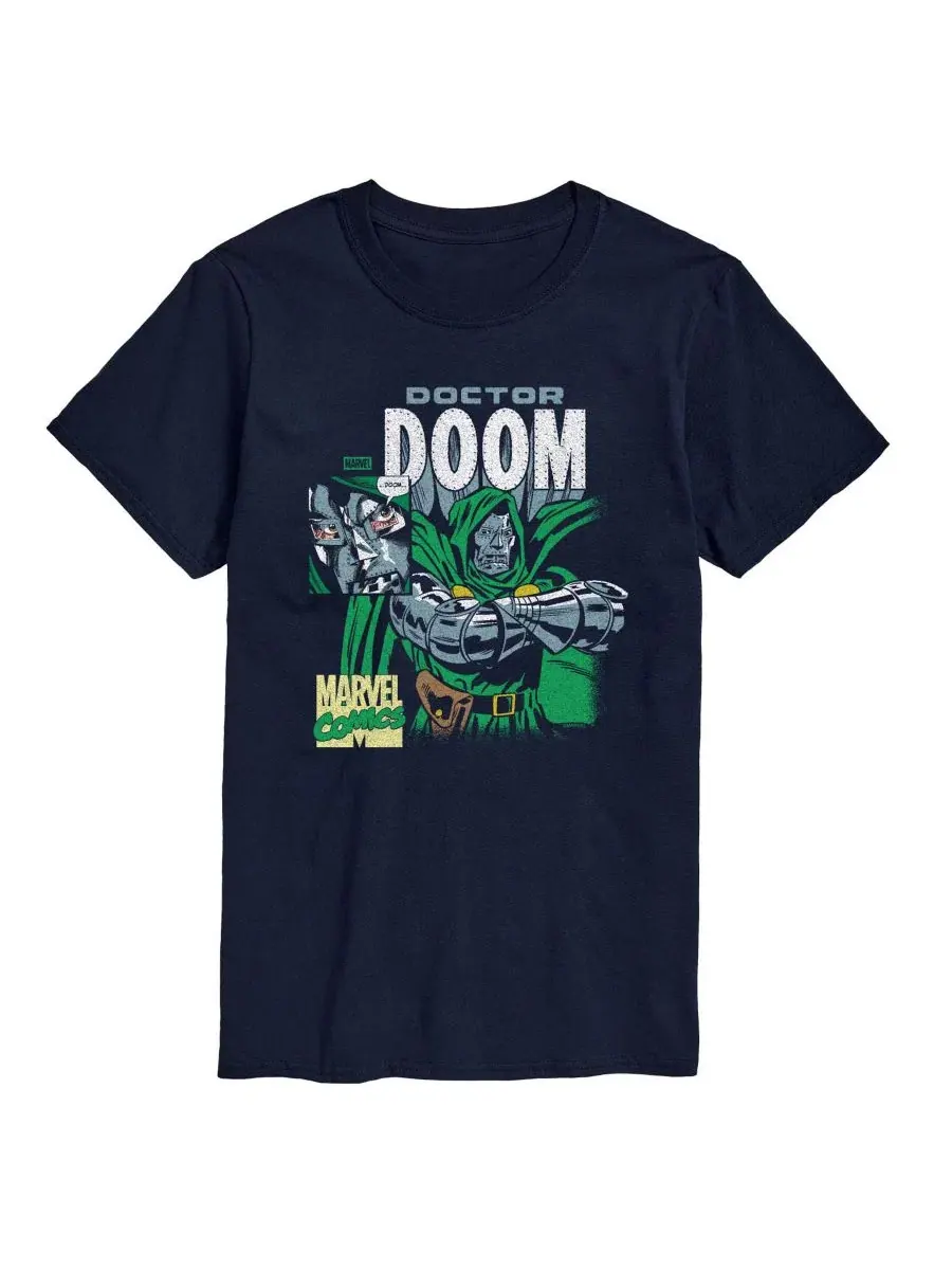 Футболка с коротким рукавом и принтом Marvel Fantastic Four Dr. Doom AIRWAVES — изображение 1 из 3, темно-синий