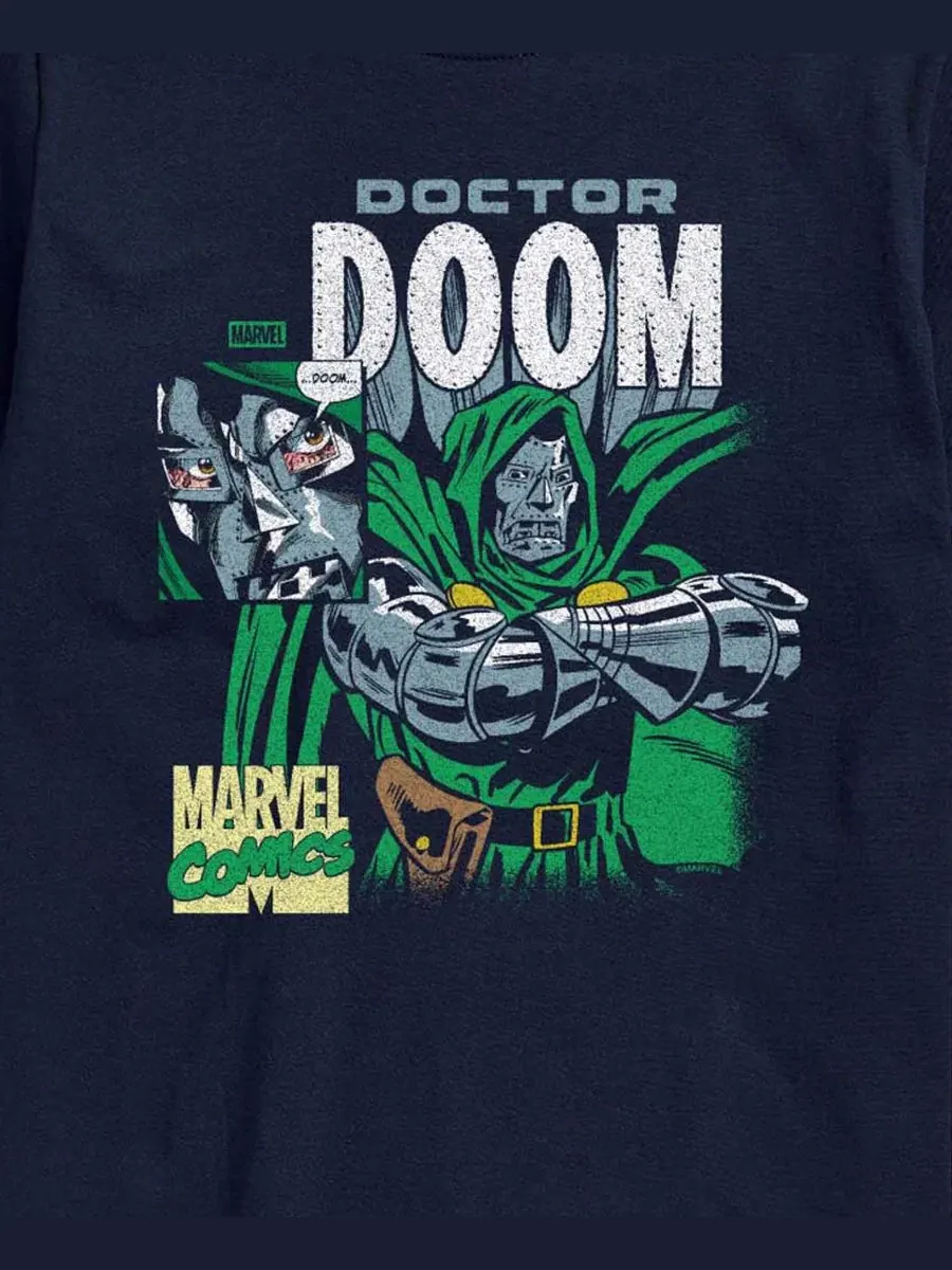 Футболка с коротким рукавом и принтом Marvel Fantastic Four Dr. Doom AIRWAVES — изображение 3 из 3, темно-синий