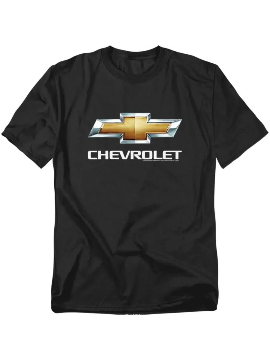 Футболка с принтом Chevrolet Chevy Bowtie Stacked Corvette — черный