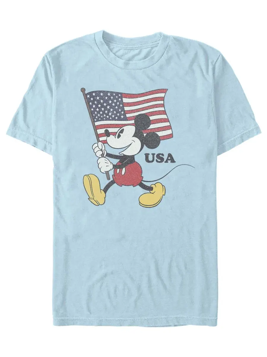 Футболка с принтом Mickey Flag Fifth Sun — изображение 1 из 3, светлый синий