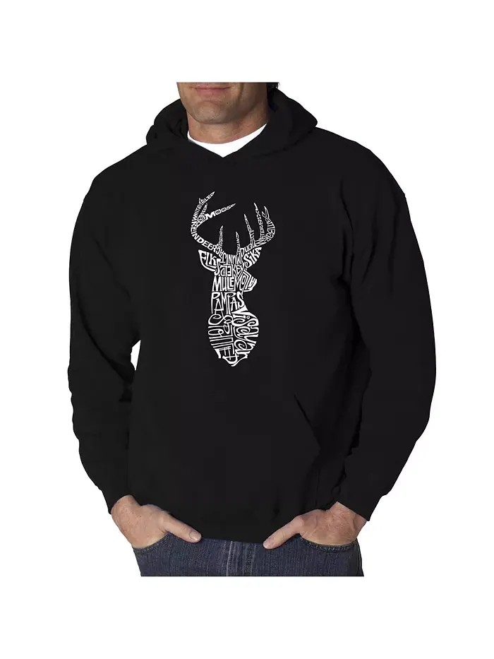 Мужская худи с принтом Word Art - Types of Deer LA Pop Art — изображение 1 из 3, черный