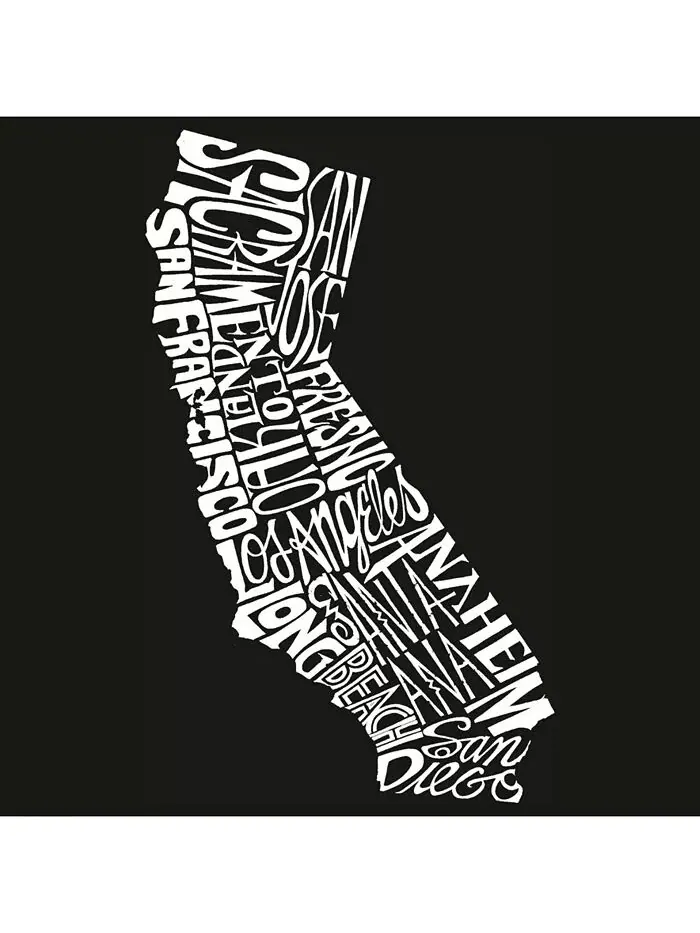 Футболка с надписью Word Art для мужчин - California State LA Pop Art — изображение 2 из 3, черный