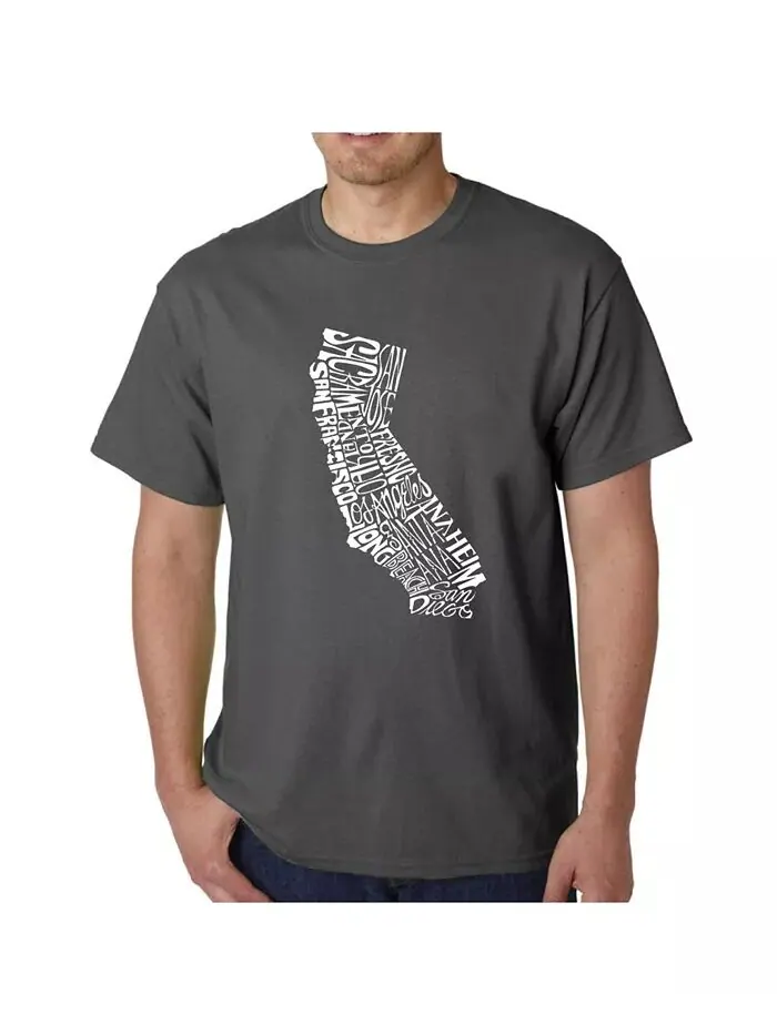 Футболка с надписью Word Art для мужчин - California State LA Pop Art — изображение 3 из 3, черный